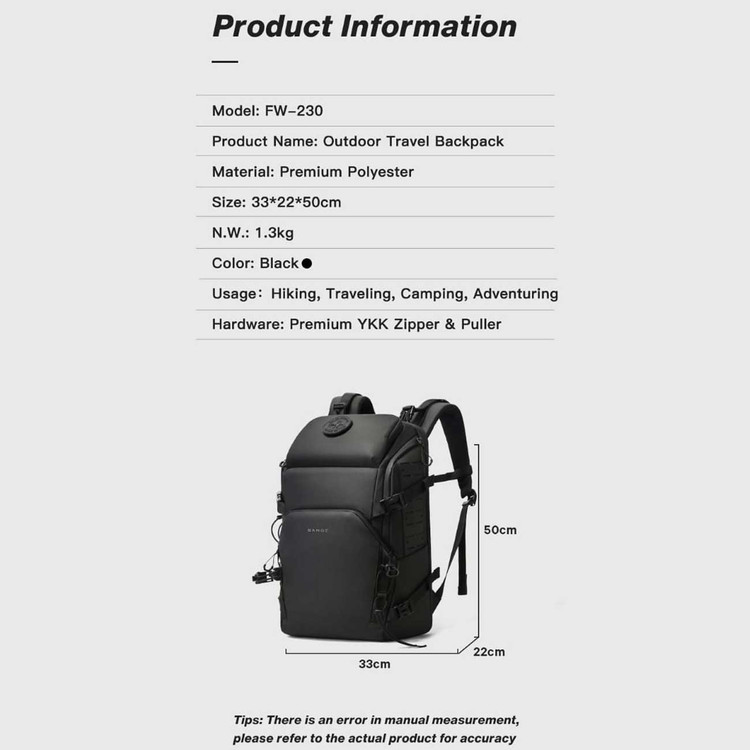 کوله پشتی کوهنوردی و لپتابی Bange مدل FW-230